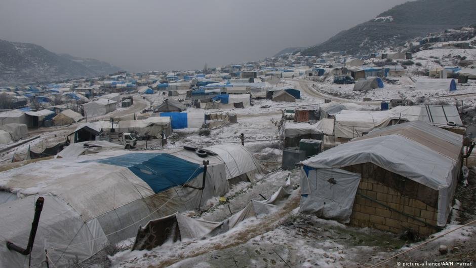 From file: A view of a refugee camp during a freezing cold day in Idlib, Syria on February 13, 2020, similar snowy conditions are affecting the area in February 2023 | Photo: Picture-alliance/AA.H.Harrat
