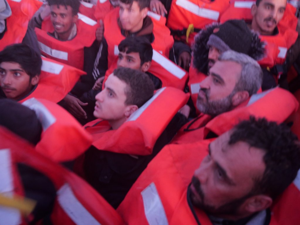 The survivors, hailing from Syria, Ethiopia, Egypt, Pakistan, Iraq, and Bangladesh, spent time in Libya before being rescued by the MSF Geo Barents crew on February 5, 2024. Many had previously made multiple attempts to cross the Central Mediterranean. | Photo: Sou-Jie van Brunnersum