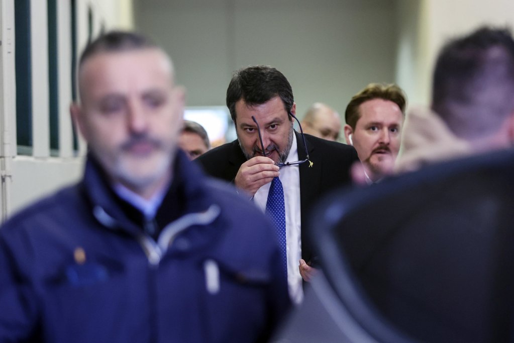Matteo Salvini leaves the bunker courtroom after the hearing for the Open Arms trial in Palermo, Italy, January 12, 2024 | Photo: Igor Petyx / ANSA