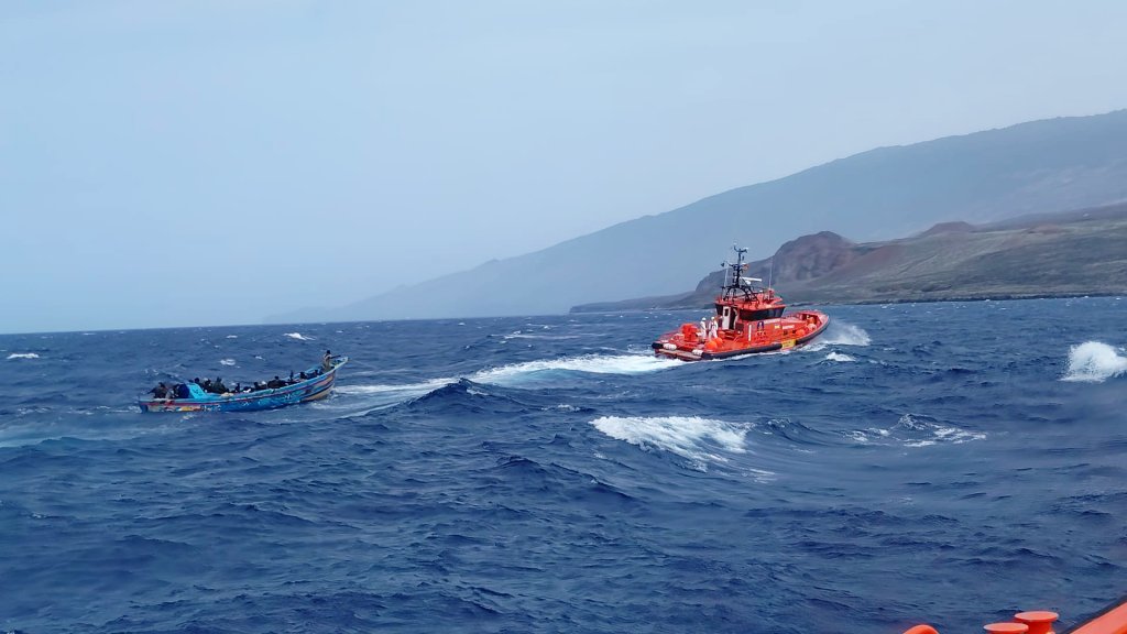 File photo for illustration: A wooden cayuco fishing boat carrying migrant being assisted by the Spanish maritime rescue service off the coast of El Hierro, in the Canary Islands | Photo: Salvamento Maritimo / X