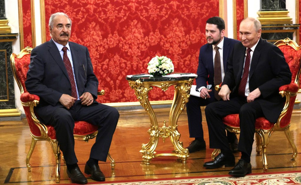 Russian President Vladimir Putin received a visit by Field Marshal Khalifa Haftar, who runs Libya's eastern administration, in May 2025 | Source: Russian Presidency