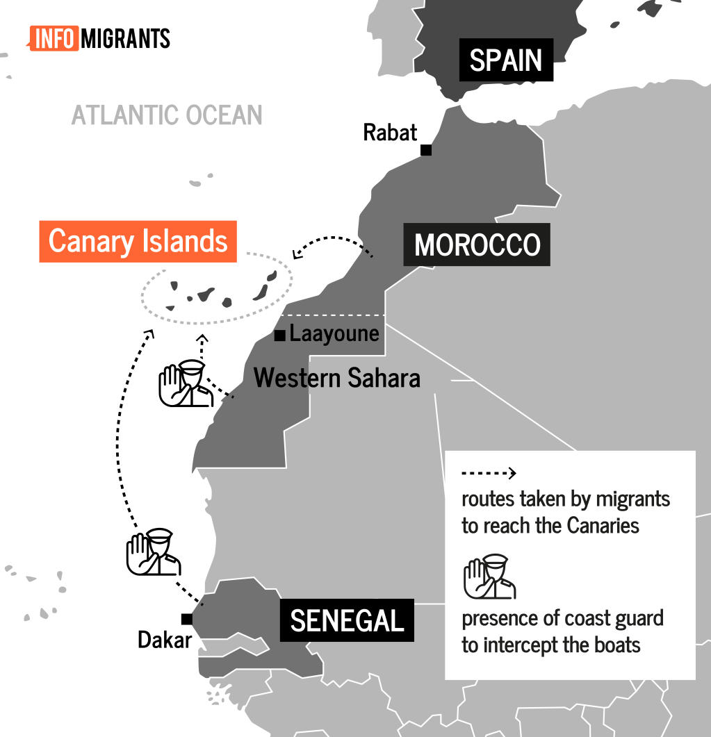 Routes taken by migrants to reach the Canaries | Infographic: Camille Broquet