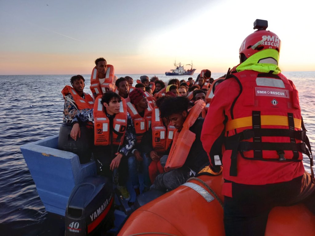 From File: The rescue team from SMH rescues migrants in the Mediterranean | Source: Twitter feed @Maydayterraneo