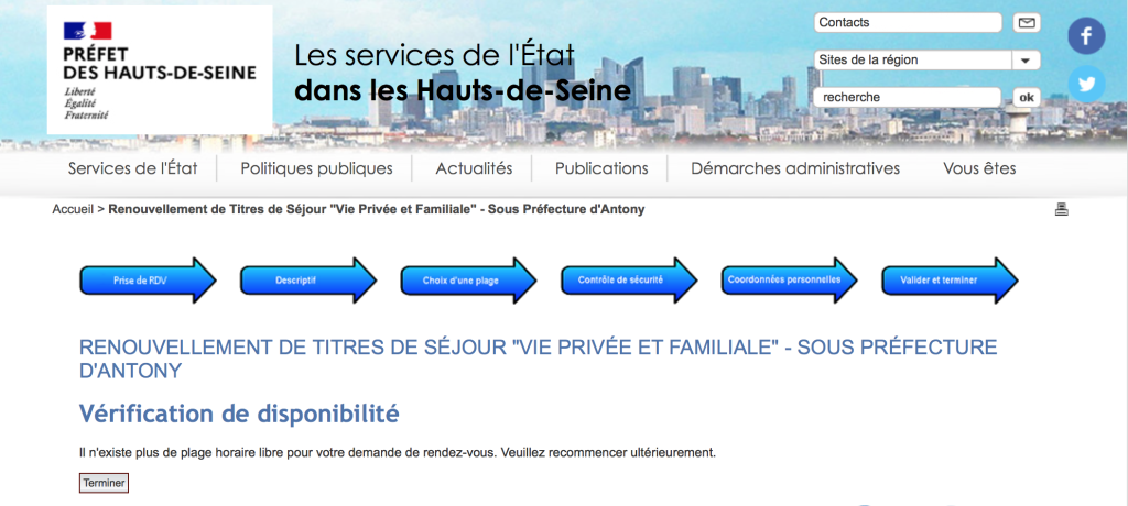Capture d'écran du site de la préfecture de l'Essonne, le 29 janvier 2021. Crédit : InfoMigrants