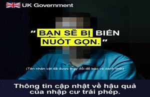 The British government is fighting back, making its own social media advertising to explain the dangers of migration. This one targeted at Vietnamese migrants hoping to cross the Channel towards Britain | Source: British Government press release