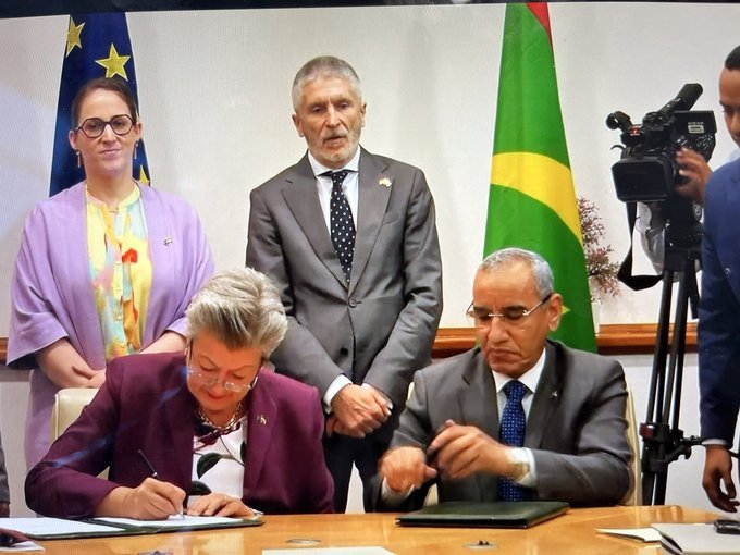 File photo: Team Europe and the Mauritanian Interior Minister sign the partnership agreement on March 7, 2024 in the Mauritanian capital Nouakchott | Source: X page @YlvaJohansson