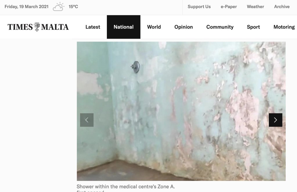 The reports in the Times of Malta newspaper showed pictures of decaying facilities | Screenshot: Times of Malta