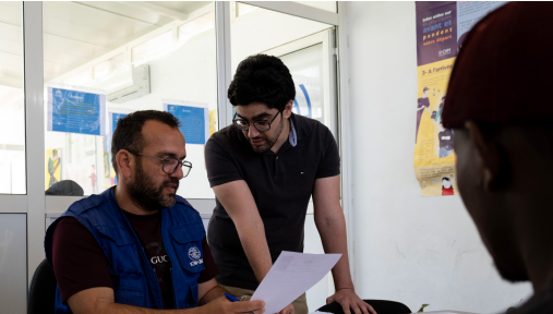 A migrant receiving a counselling session provided by the operations staff at IOM Morocco | Source: IOM Morocco Annual Report 2024