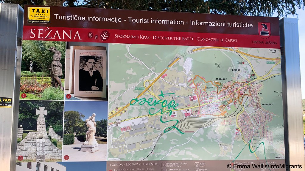 A map outside Sezana station, it is the closest Slovenian town to the Italian border | Photo: Emma Wallis / InfoMigrants