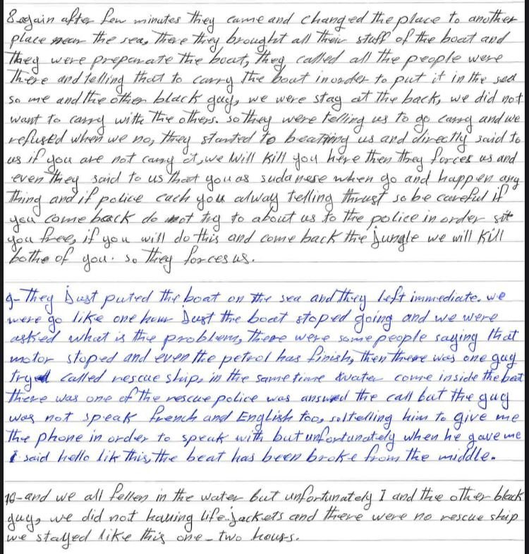 Ibrahim A.'s handwritten letter, written from the prison where he has been detained since August 2023 | Photo: InfoMigrants