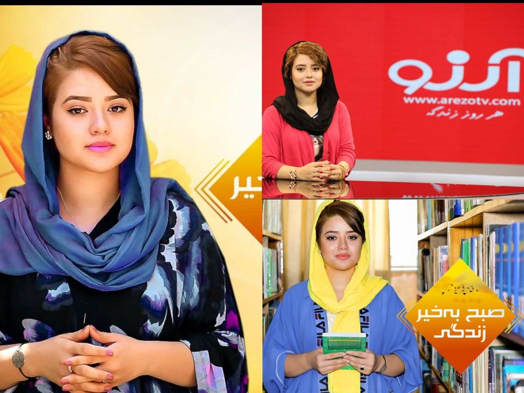 Some pictures showing Hassina Rezai working as journalist and presenter on Afghan television | Copyright: Private