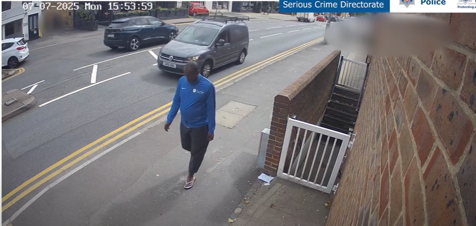 A screen grab from a CCTV camera, showing Hadush K. walking on the street in Epping on the day some of the incidents he was convicted of occurred. Video evidence, including this, was used by the CPS to convict him | Source: Crown Prosecution Service (CPS) press office