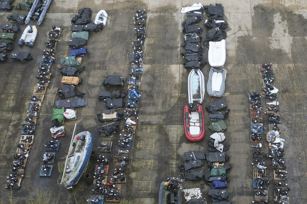 File photo: A general view of small boats and inflatable dinghies in a Border Force compound after being confiscated from migrants attempting to cross the channel to Britain from France, to Dover, England on February 26, 2025 | Photo: AP