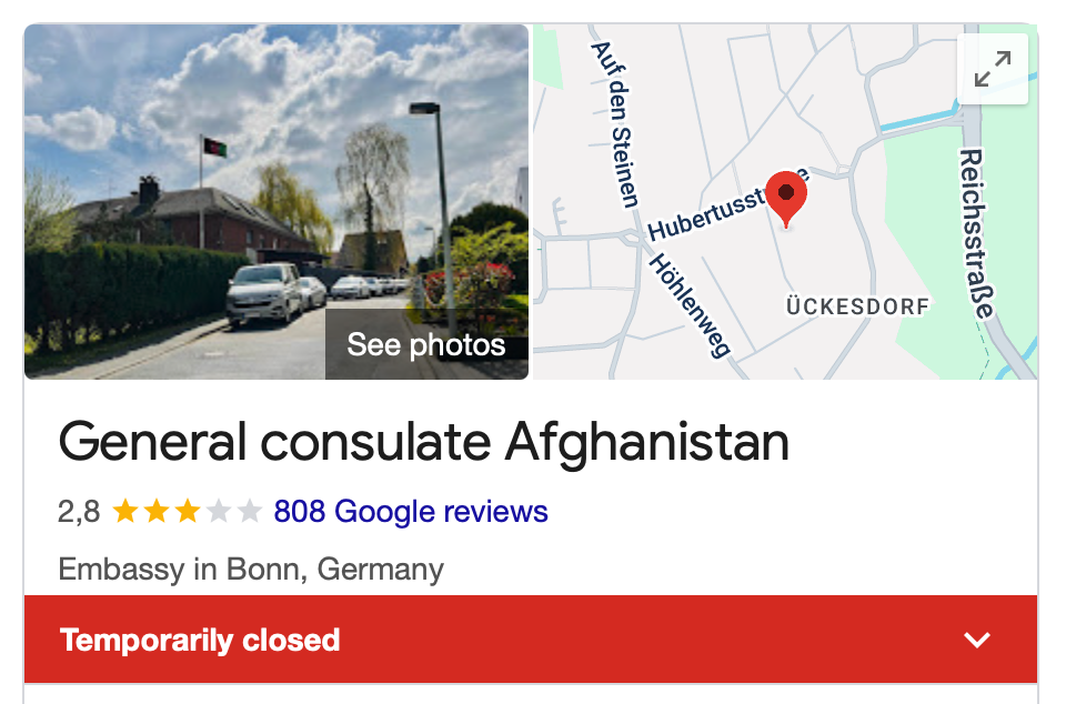 According to Google, the facility in Bonn is closed 'temporarily' | Screenshot: Google