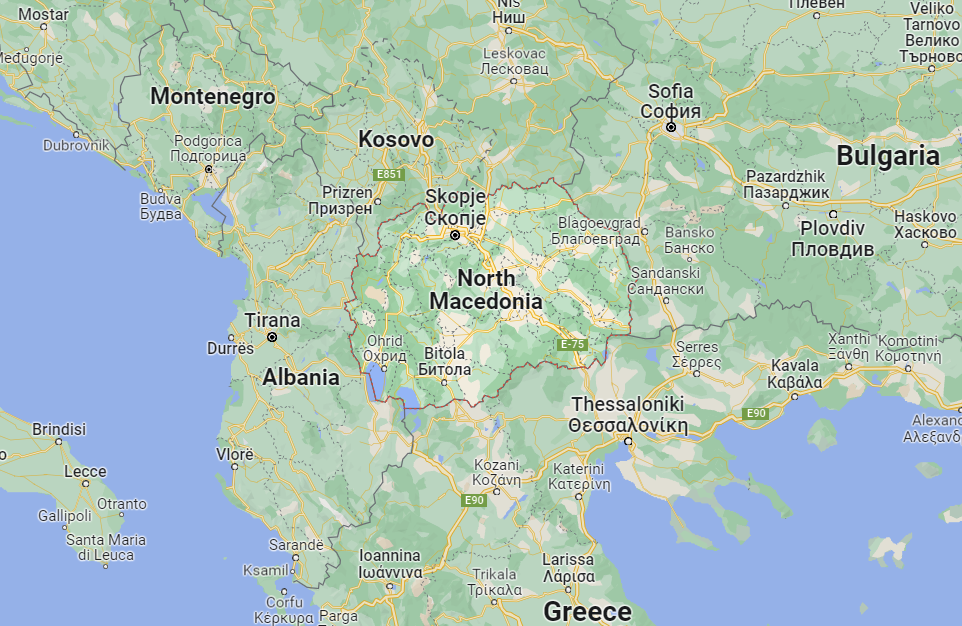 نقشه کوزوو ومقدونیه شمالی و صربستان، کشورهای همسایه اش /منبع: Google Maps