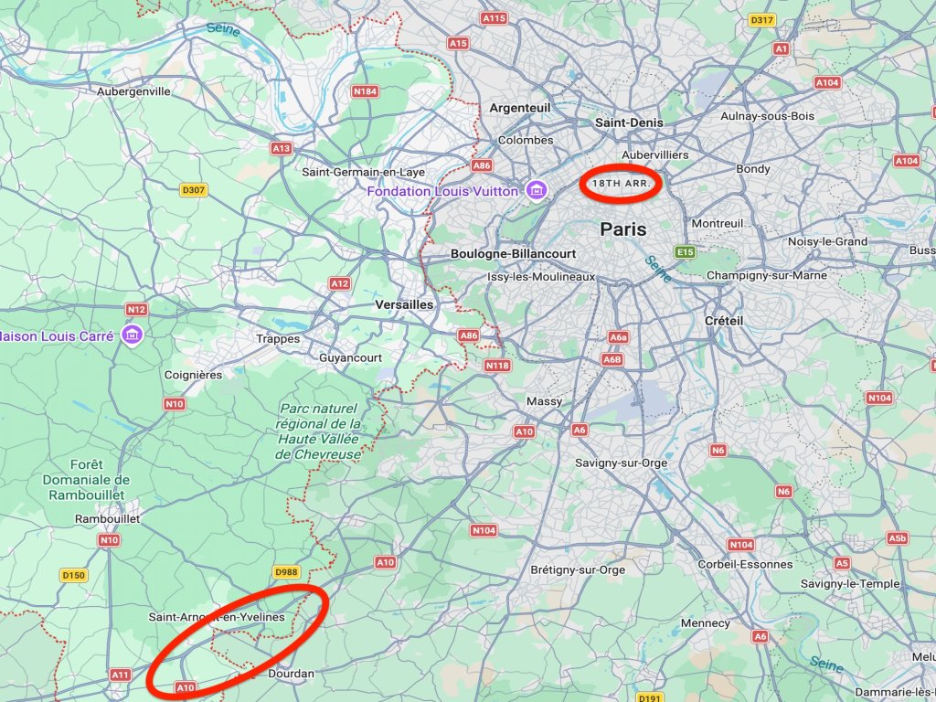 Approximate location of the two discoveries this week | Source: Google Maps