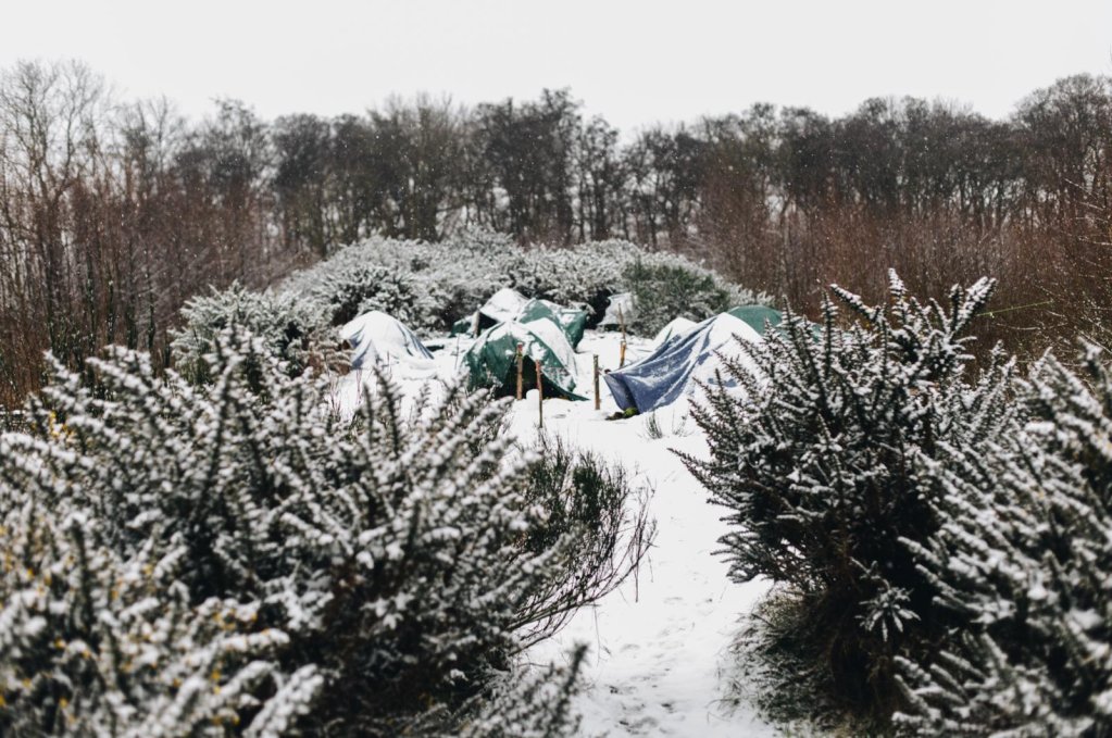 An image showing tents in the forest near Calais in January 2021, provided by the NGO Care4Calais | Photo: Care4Calais