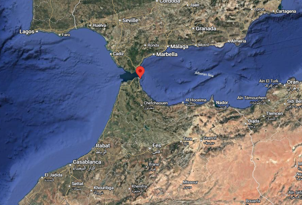 A map of Morocco and Spain, and the Spanish enclave of Ceuta (marked red) | Source: Google Maps