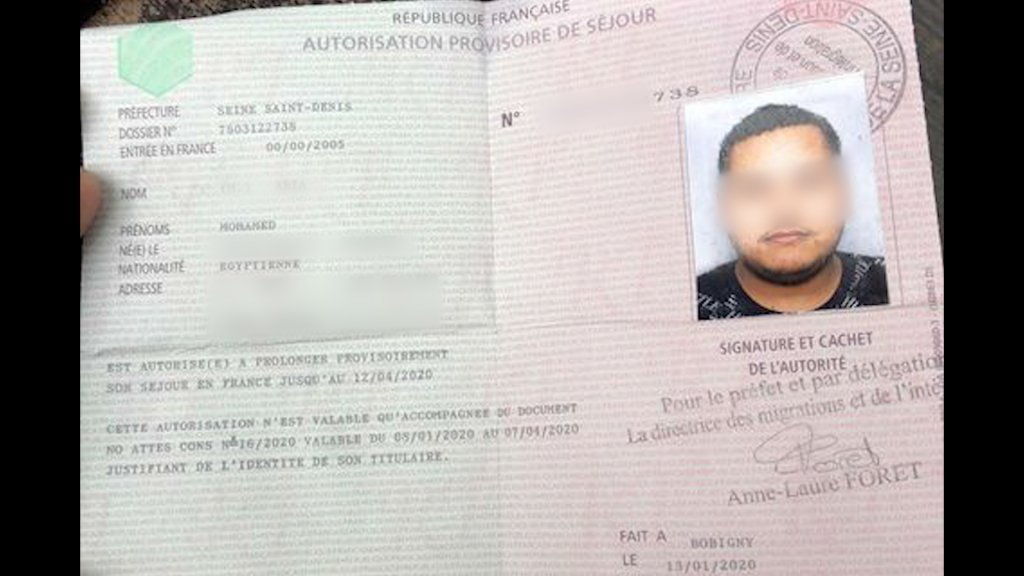 The sole residence permit that Mohamed received in France, valid for three months in early 2020 | Photo: DR