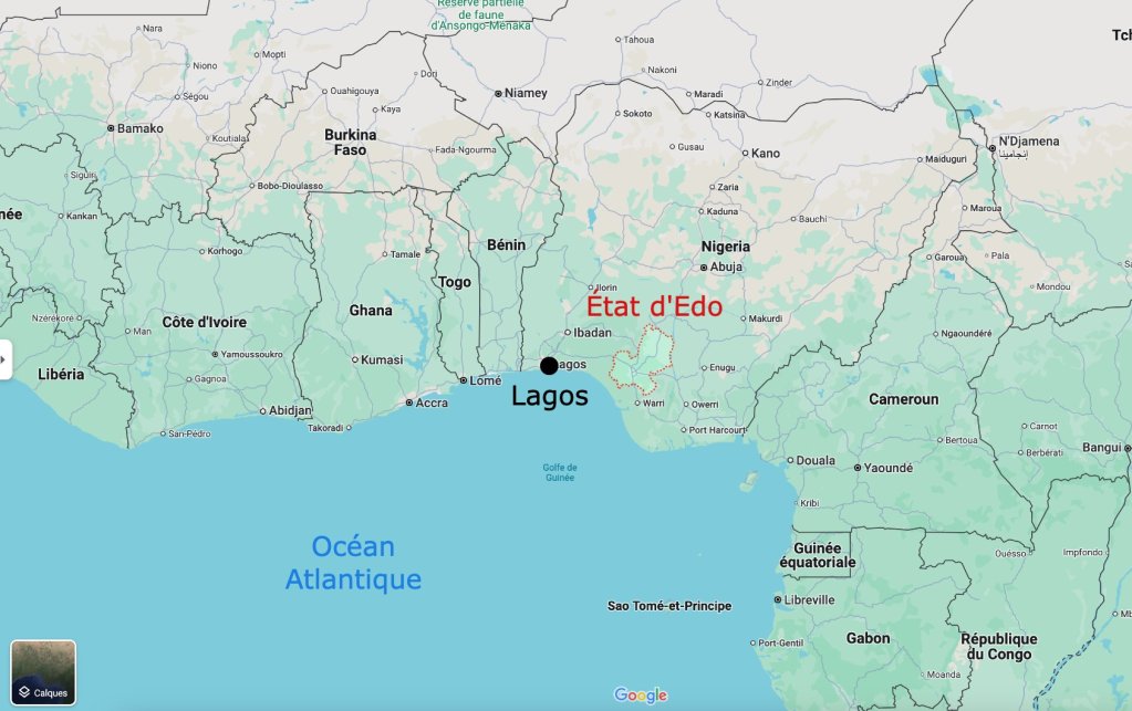 L'État d'Edo se situe au sud du Nigeria. Crédit : Google Maps