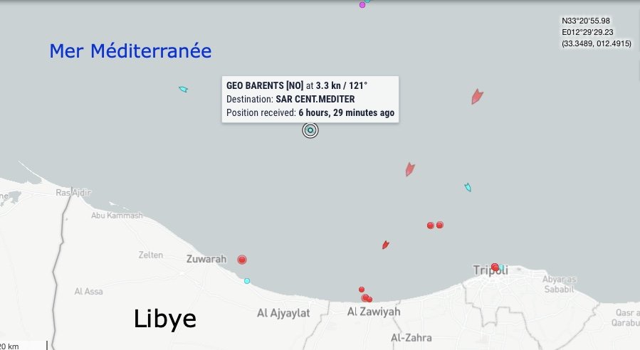 Le Geo Barents au large de la Libye, le 30 mars 2022. Crédit : Marine Traffic