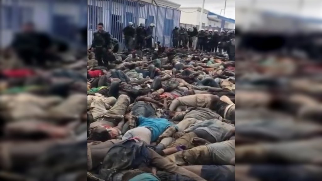 Des dizaines de blessés parmi les migrants près de la frontière avec Melilla. Crédit : Capture d'écran images amateur