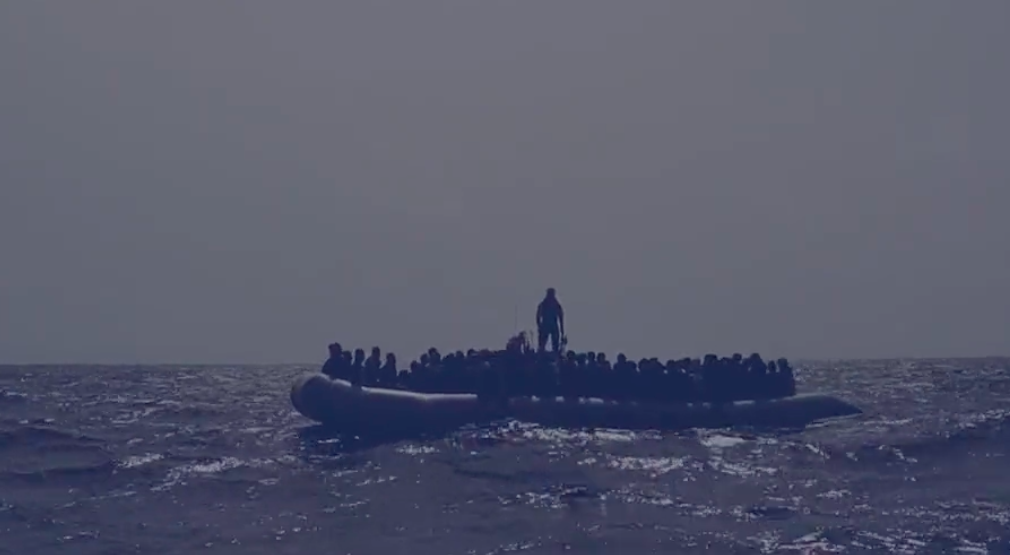 On board the Ocean Viking, a survivor said that 12 people on the inflatable boat that set of from Libya had fallen overboard and drowned | Source: Screengrab from SOS Mediterranee