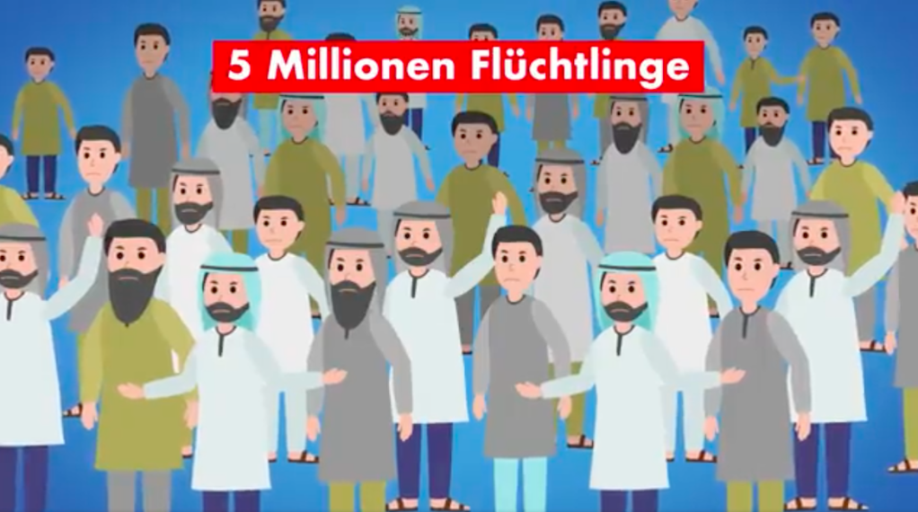 An AfD video from 2021 alleges that Europe and Germany will be inundated with five million refugees | Source: Screenshot from Twitter of AfD MP Rüdiger Lucassen