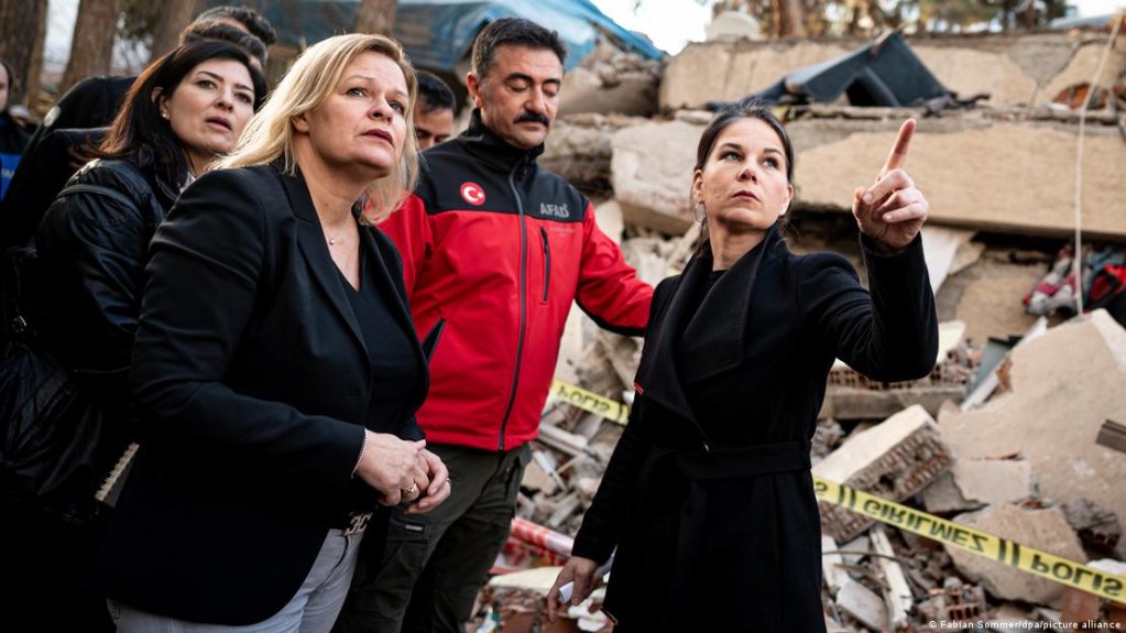 From file: Interior Minister Nancy Faeser (second from left) and Foreign Minister Annalena Baerbock (right) visit Turkey's earthquake hit region of Kahramanmaras | Photo: Fabian Sommer / dpa/ picture alliance