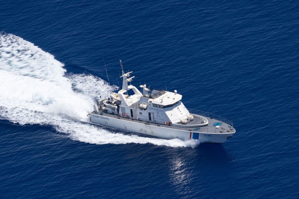 Photo taken on June 25, 2025 from Seabird 1 reconnaisance plane showing the P300 vessel of the Libyan General Administration of Coastal Security | Photo: Laszlo Randelzhofer/Sea-Watch