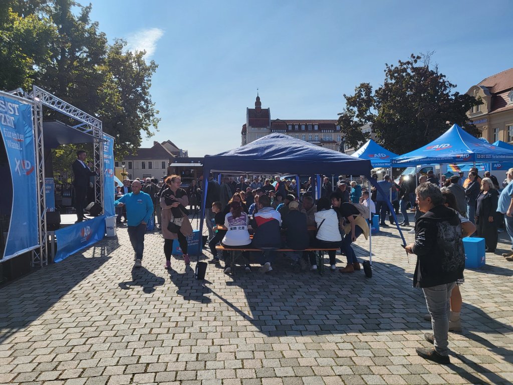 AfD politician Hannes Gnauck speaks a the AfD pre-election party in Neuruppin, Brandenburg on September 15, 2024 | Photo: Benjamin Bathke/InfoMigrants