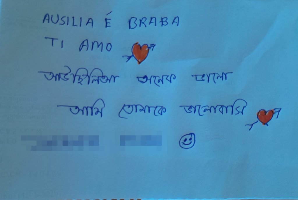 A note written by Rahim for Sister Ausilia | Photo: Alessandro Puglia / InfoMigrants