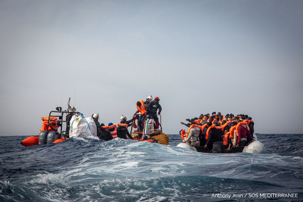 A shot from the latest rescue by the crew of the Ocean Viking on Saturday, March 20 | Photo: Anthony Jean / SOS Mediterranee @SOSMedIntl
