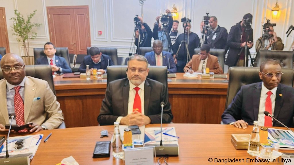 Ambasadors from several countries joined the meeting with Libyan Interior Minister Trabelsi, including Ambassador Major General Abul Hasnat Muhammad Khairul Bashar from Bangladesh | Photo: Bangladesh Embassy in Libya