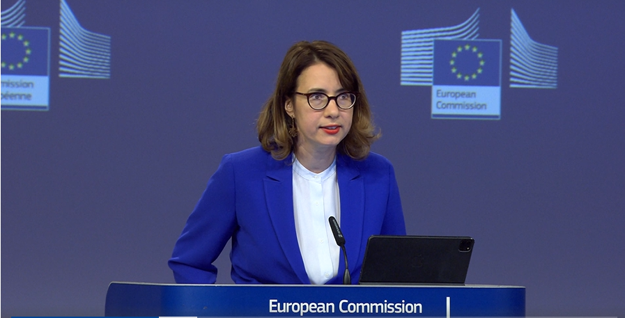 Annita Hipper, Spokesperson for the European Commission on Migration answers questions about Amnesty report on July 30 in Brussels | Source: Screenshot from video press conference European Commission Press Office