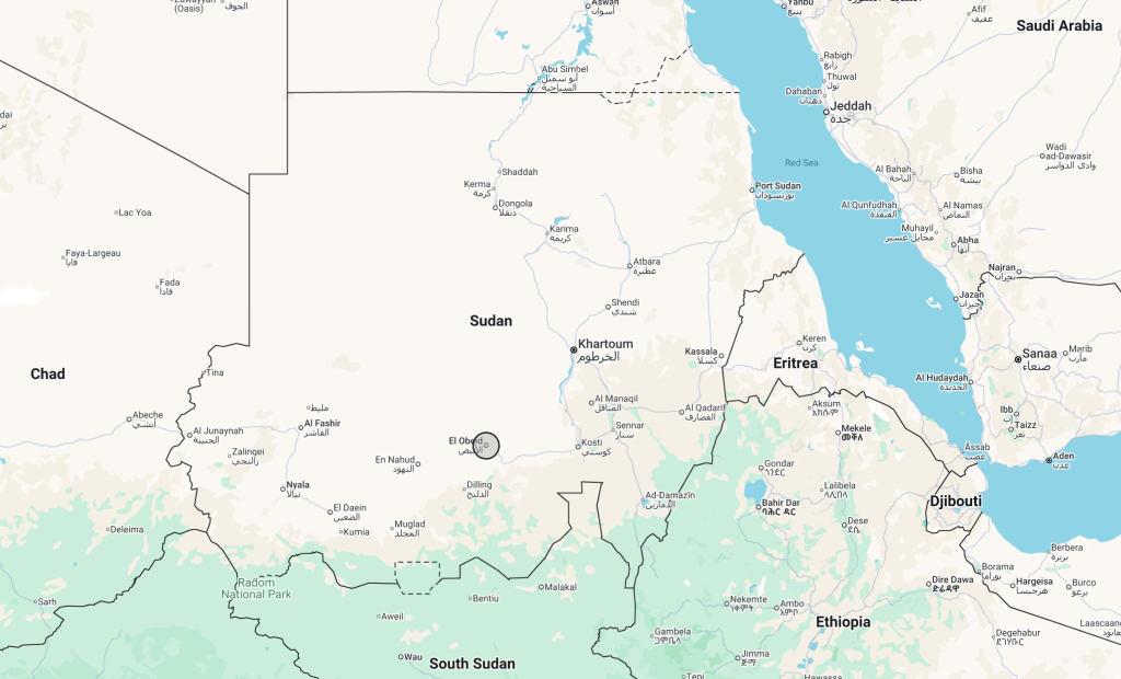 Map showing Sudan and El Obeid in North Kordofan | Source: Google Maps