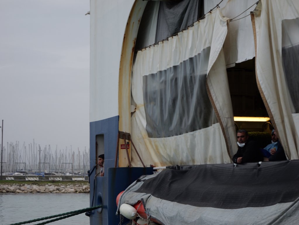'EU Member State and agency officials are often co-perpetrators or complicit in interceptions of migrants and refugees at sea and their return to detention in Libya,' said Allison West from ECCHR | Geo Barents, Ravenna, Italy, February 10, 2024 | Photo: Sou-Jie van Brunnersum