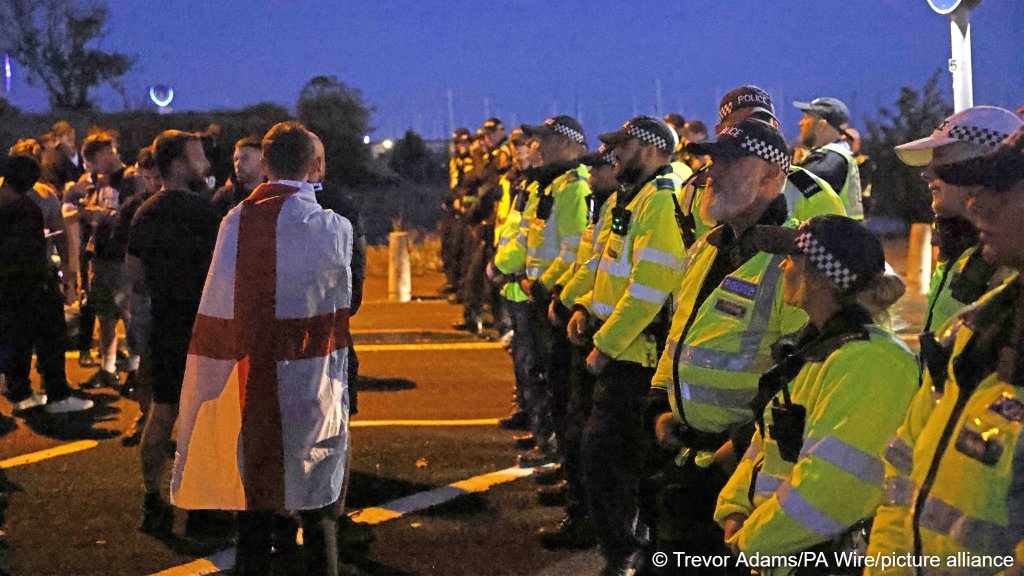 According to reports, around 130 demonstrators gathered in Gosport to protest the arrival of a second boat of migrants | Photo: Trevor Adams/PA Wire