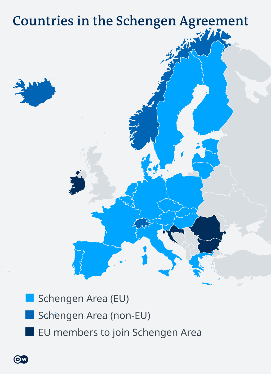 Countries in the Schengen area | Credit: DW