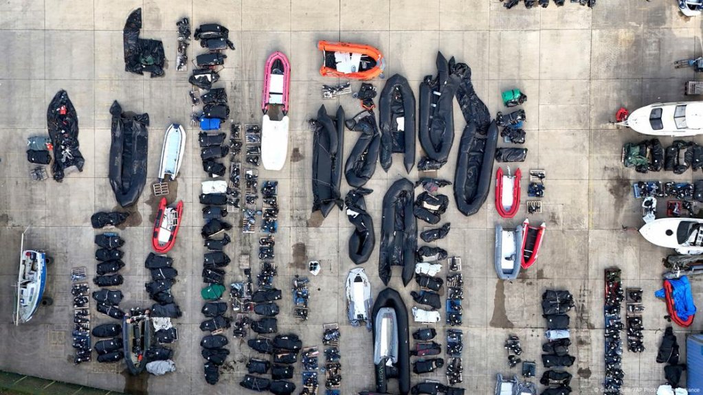 A collection of boats used for such crossings seized by authorities in the UK; most are wholly unsuitable for traversing the high seas | Photo: Gareth Fuller/AP Photo/picture alliance