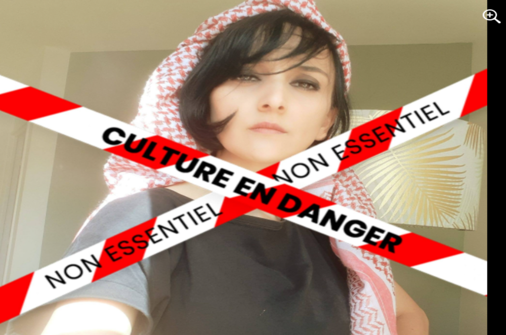 صورة شاركتها الفنانة مي مراد، تضامناً مع حملة "الثقافة في خطر" التي أطلقها فنانون فرنسيون. المصدر: الفيسبوك الخاص بالفنانة