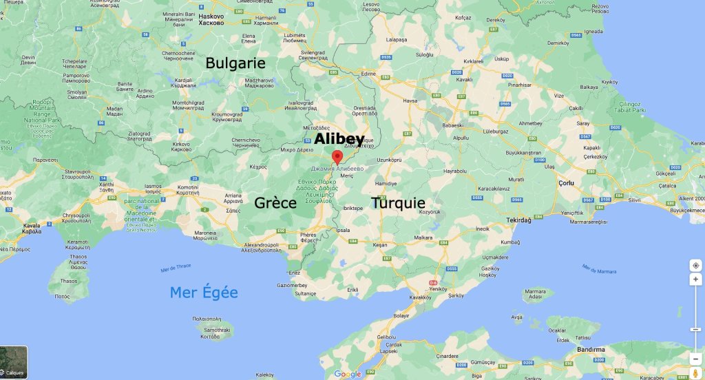 Le village d'Alibey est situé à la frontière terrestre entre la Turquie et la Grèce. Crédit : Google maps