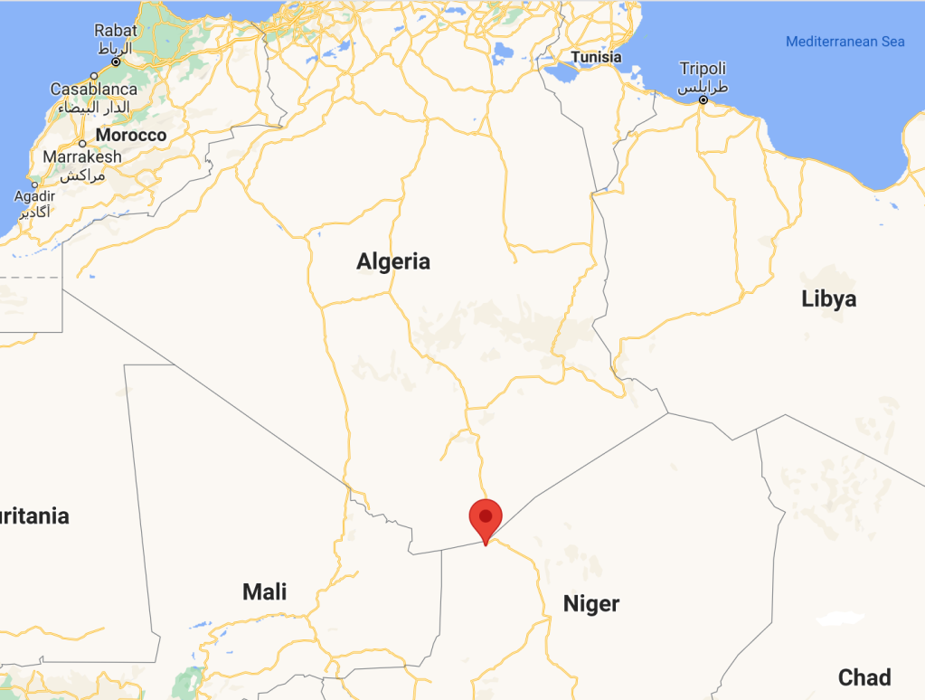 Assamakka is the only official crossing point between Algeria and Niger | Photo: Google maps