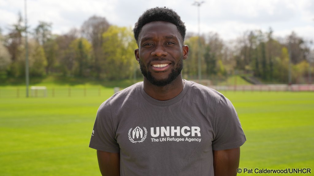 Alphonso Davies, captain of the Canadian team and the "Game-Changing Team." Once a refugee in a camp in Ghana before moving to Canada, he is the first footballer to be named a UNHCR Global Goodwill Ambassador |  Photo: UNHCR