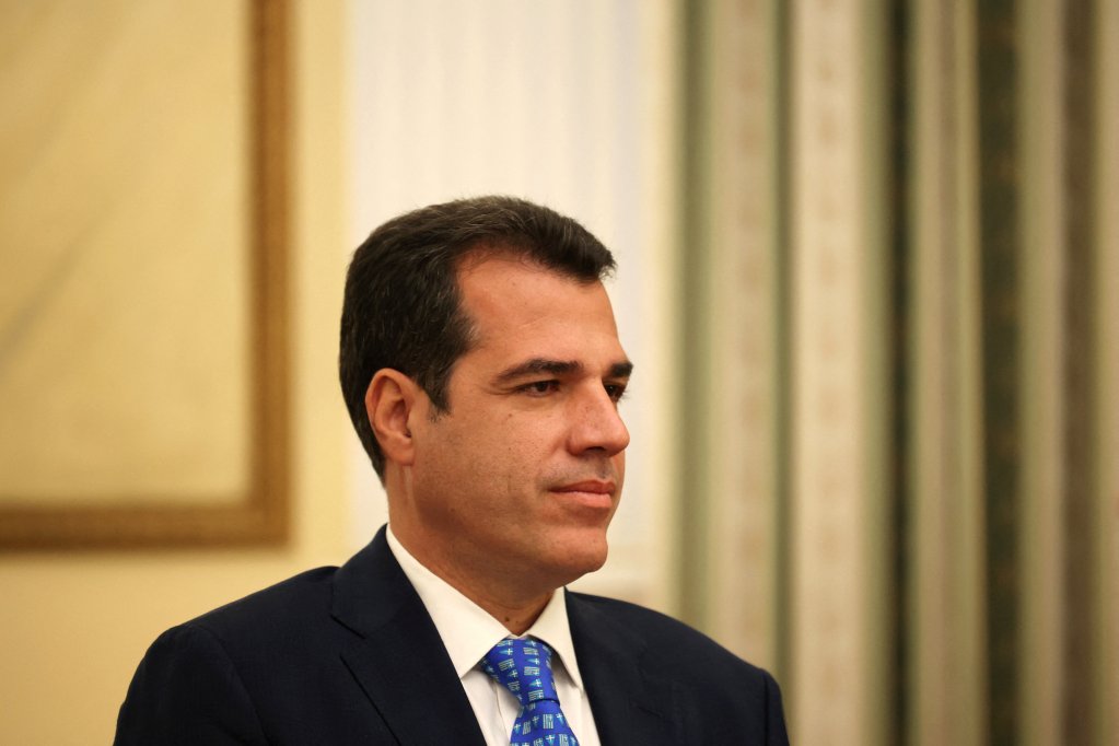 Newly appointed member of the government Minister of Migration and Asylum, Thanos Plevris, attends a swearing-in ceremony at the Presidential Palace in Athens, Greece, June 30, 2025. REUTERS/Louiza Vradi
