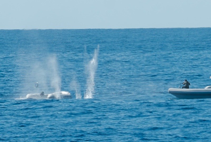 File photo: Libyans shoot at an empty boat in the Mediterranean sea, on October 10, 2025 |  Photo: SOS Humanity