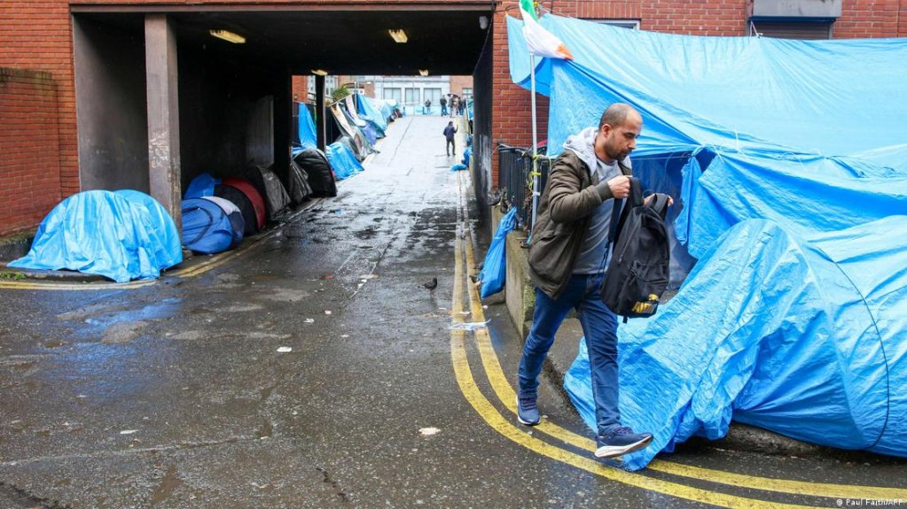 A sizable tent city sprang up around the office responsible for processing asylum applications earlier this year. It has since been cleared | Photo: Paul Faith/AFP