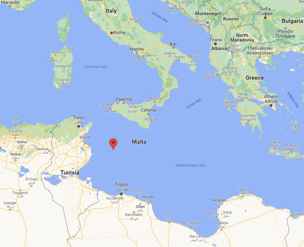 Italy is situated as the closest EU member state from Tunisia and Libya - the two major departure points for migrants. Red marker shows location of Lampedusa | Source: Google Maps
