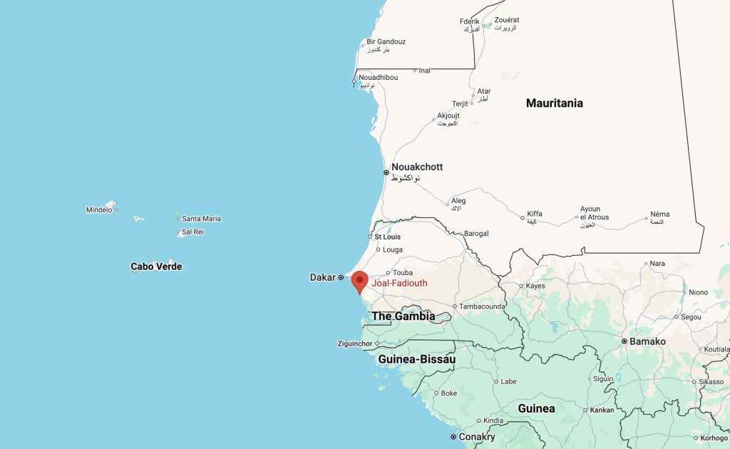 Map showing the coastal town of Joal, Senegal | Screenshot: Google Maps