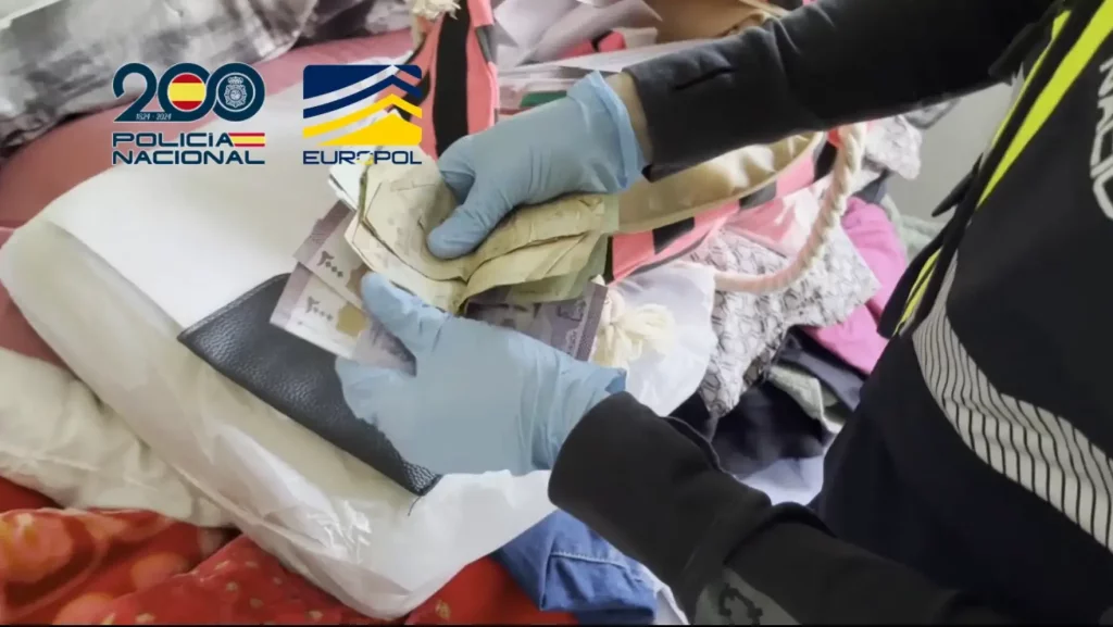 Spanish police found piles of cash in accommodation raided | Source: Europol and Spanish National Police press office